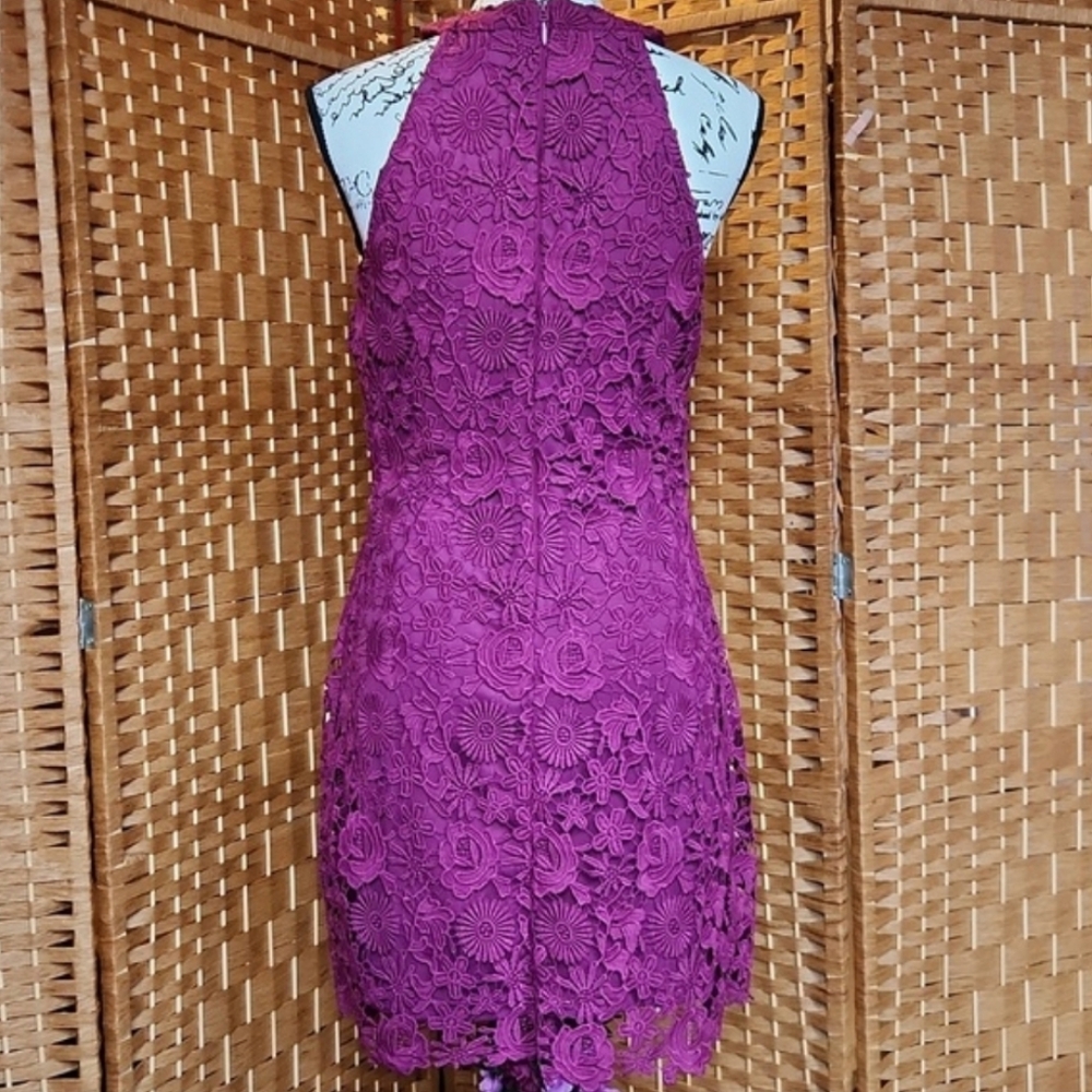 LULUS Wedding Graduation Special Ocassion Love Poem Magenta Lace Mini Dress - Picture 8 of 8